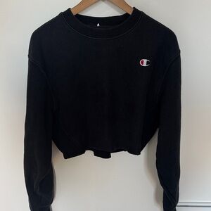 Champion Women's Black Cropped Hoodie